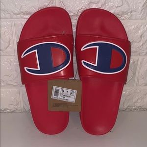 Champion red sandals